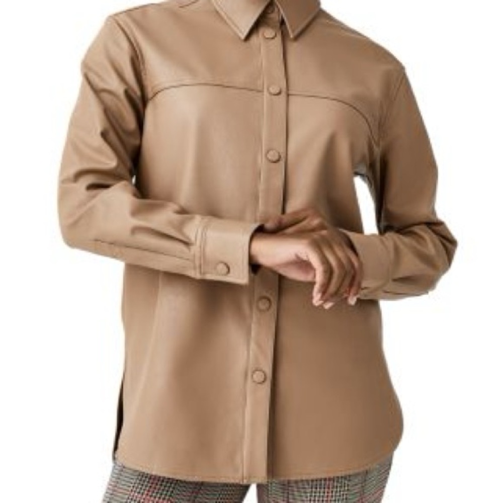 Spanx - Toffee Faux Leather Button-Up Shirt